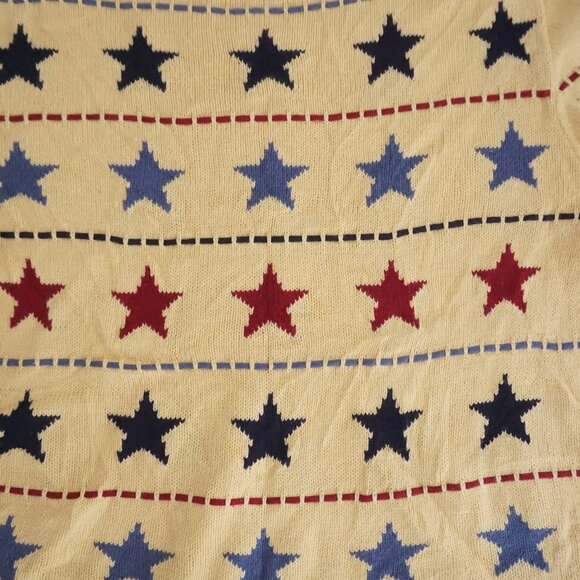 Vintage Christopher & Banks Yellow Star Cotton Knit Sweater Cottagecore Boho XL - Picture 8 of 8